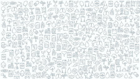 eco doodle line icon background. pollution doodle line icon backgroundの写真素材