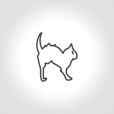 angry cat line icon. angry cat silhouetteのイラスト素材
