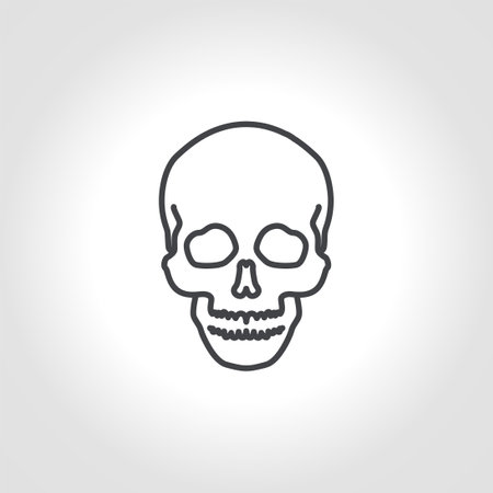 The skull line icon. Black silhouette of a human skullのイラスト素材