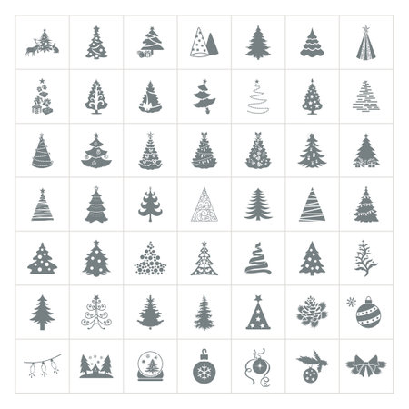 christmas tree icon set. Set of christmas trees icon.のイラスト素材