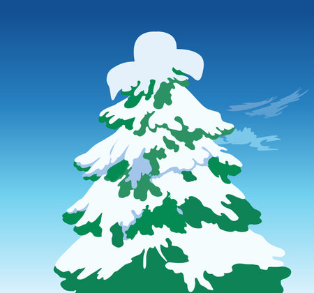 christmas tree isolated illustration. fir tree in snow illustrationのイラスト素材