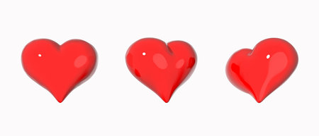 heart 3d illustration set. red heart vector setのイラスト素材
