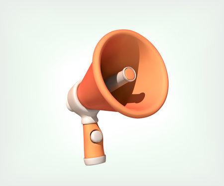 megaphone 3d icon. Peach color megaphone isolated 3d illustration.のイラスト素材