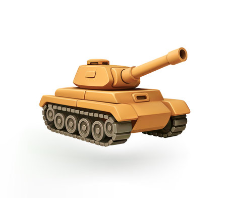 Cartoon Orange military tank vector 3d Icon illustration.のイラスト素材