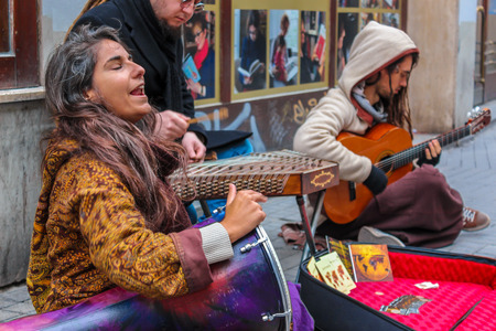 ISTANBUL, TURKEY - MARCH 23: Authentic busker group on March 23, 2015 in Istanbulのeditorial素材