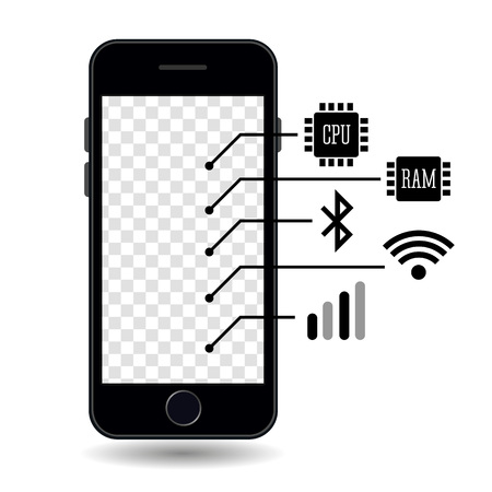 Smartphone Features. White background. individual icons.のイラスト素材