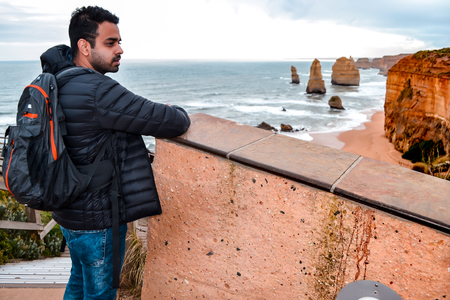 Enjoying a beautiful summer day in twelve apostle, Great ocean road in Australiaの写真素材