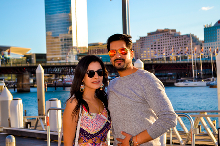 Couple enjoying a beautiful summer day in Sydney, Australiaの写真素材