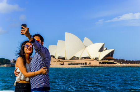Couple enjoying a beautiful summer day in Sydney, Australiaの写真素材