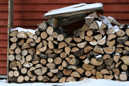 A woodpile near the wall