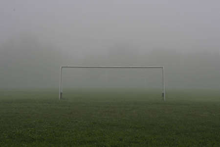 Football field under the fog