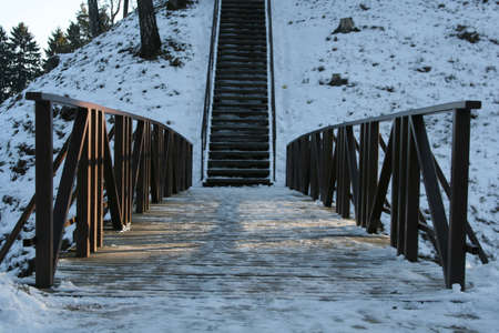A bridge in winterの写真素材