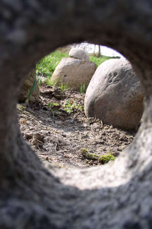 A hole in a stoneの写真素材