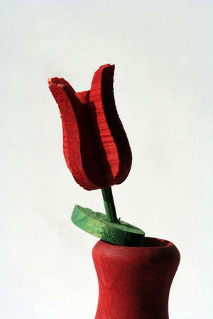An artificial tulip, made of woodの写真素材