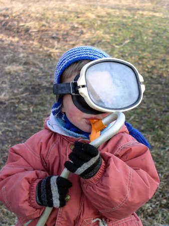A child with aqualungの写真素材