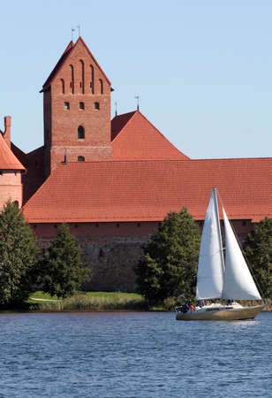 An old castle in Trakai, Lithuaniaの写真素材