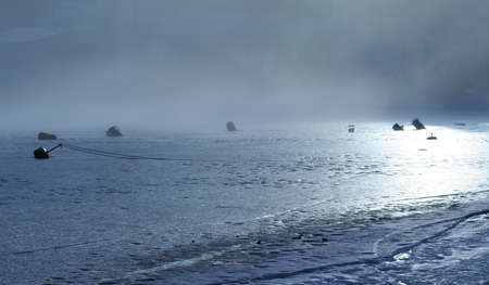 A frozen landscape in blueの写真素材