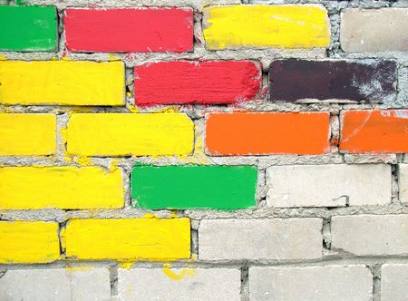 Colourful bricks wall