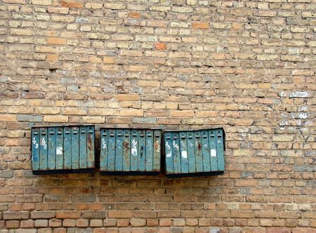 A row of mail boxesの写真素材