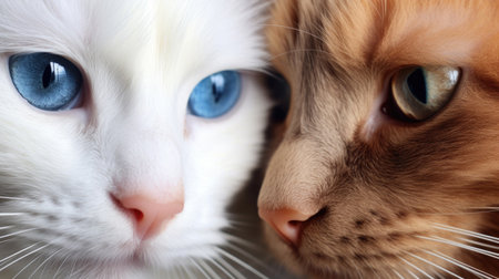 Beautiful cat eye, macro shooting, close up, blue-eyed. Two cats generated AIの素材
