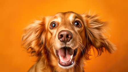 portrait of shocked dog, unexpected gift, surprise, discounts, copy space for text, plain background. generated AIの素材