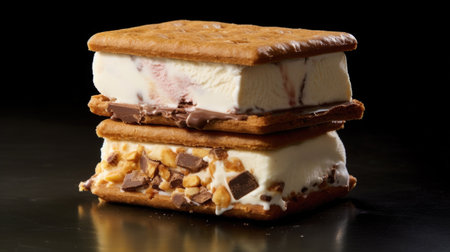 ice cream sandwich, revealing its intricate layers AI generated.の素材