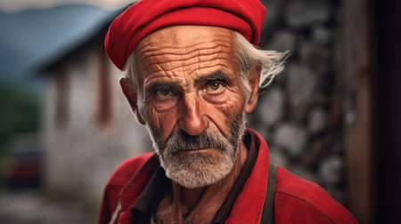 A respected Albanian elder man. AI generated.の素材