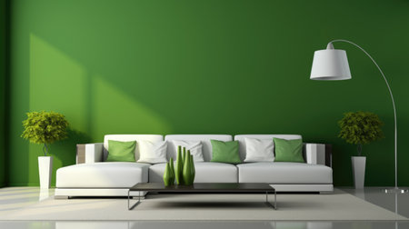 Serene atmosphere in a contemporary living room Greenの素材