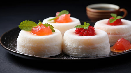 Mochi cakes, a delightful fusion of tradition and innovation in Japanese cuisineの素材