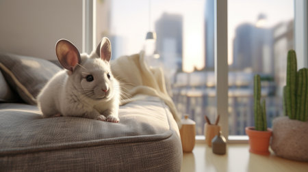 Modern apartment living with an adorable chinchillaの素材