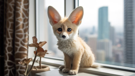 Fennec fox thrives in modern apartment livingの素材