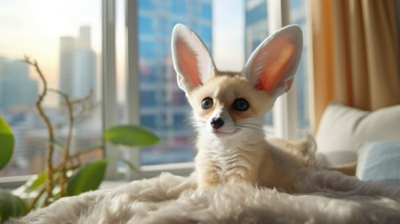 Fennec fox makes a chic apartment its cozy habitatの素材