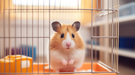 Expert pet care in a stylish modern setting, with a joyful hamsterの素材