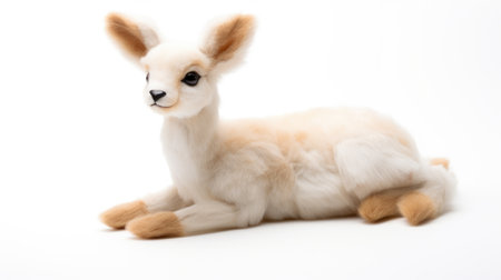 Soft doe toy on a white background.の素材