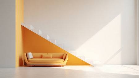 A pristine white wall in a minimalist room, perfect for showcasing your visionの素材