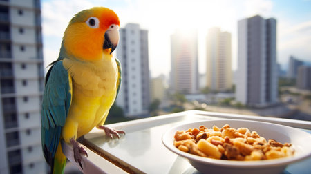 Apartment life is enriched with a loving lovebird.の素材