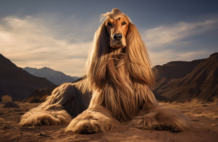 The majestic Afghan Hound's portrait captures grace and allure in every detailの素材