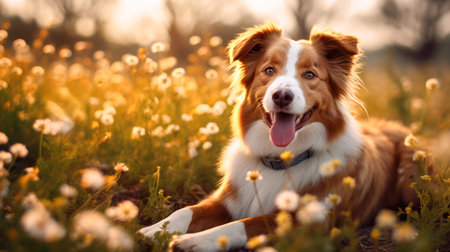 Springtime brings out the best in the Australian Shepherdの素材
