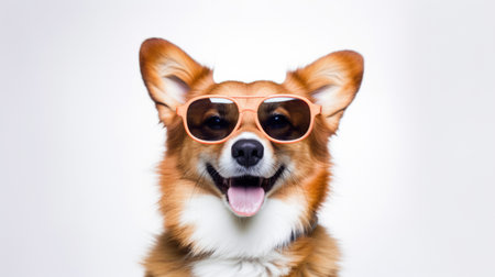 Corgi's playful personality shines against a clean white backgroundの素材