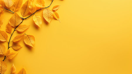 Autumn's palette comes alive in this background, a tree branch elegantly adorned with vibrant leavesの素材