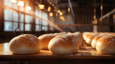 Buns baked with care in a private bakery, exemplifying quality in a small business's goods.の素材