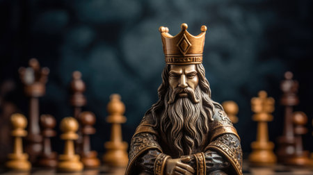 Macro shots of chess pieces, capturing the intensity of strategic maneuvers.の素材