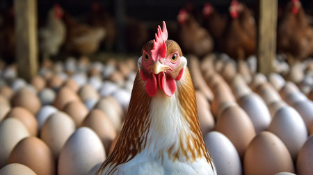 Poultry among eggs, a visual tale of creation.の素材