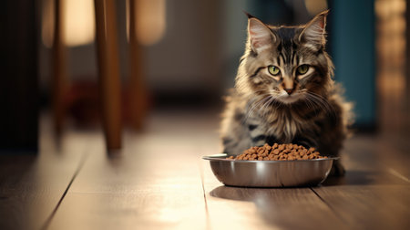 Feeding furry companion, nutritious dry food providedの素材