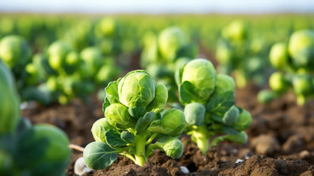 vegetables Brussels sprouts production and cultivation, green business, entrepreneurship harvestの素材