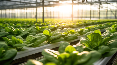 vegetables spinach production and cultivation, green business, entrepreneurship harvest sunの素材