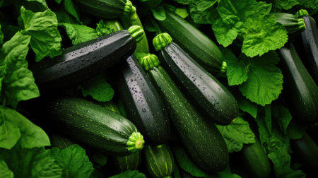 vegetables Zucchini production and cultivation, green business, entrepreneurship harvest backgroundの素材