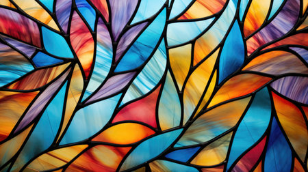 Colorful and ornate stained glass creates captivating backdropの素材