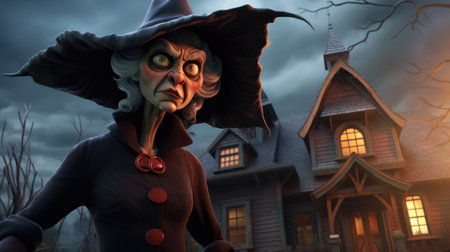 Evil witch in cartoon 3d, negative characterの素材