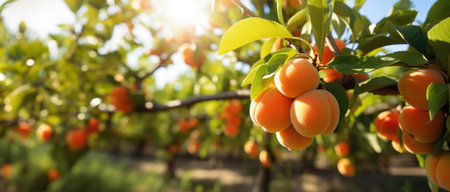 Fruit apricot garden, business farming and entrepreneurship, harvest bannerの素材